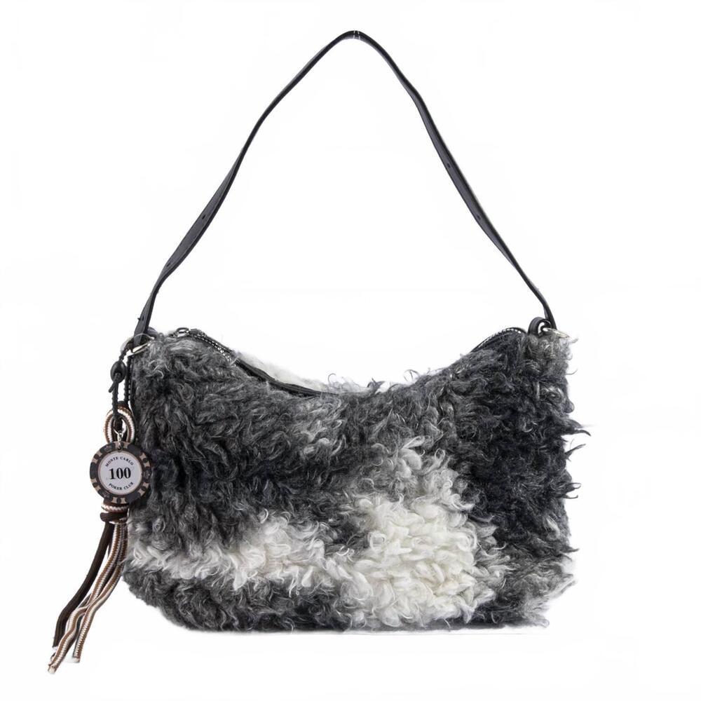 NEW FAME ACCESSORIES women's plush sherpa shoulder bag in black